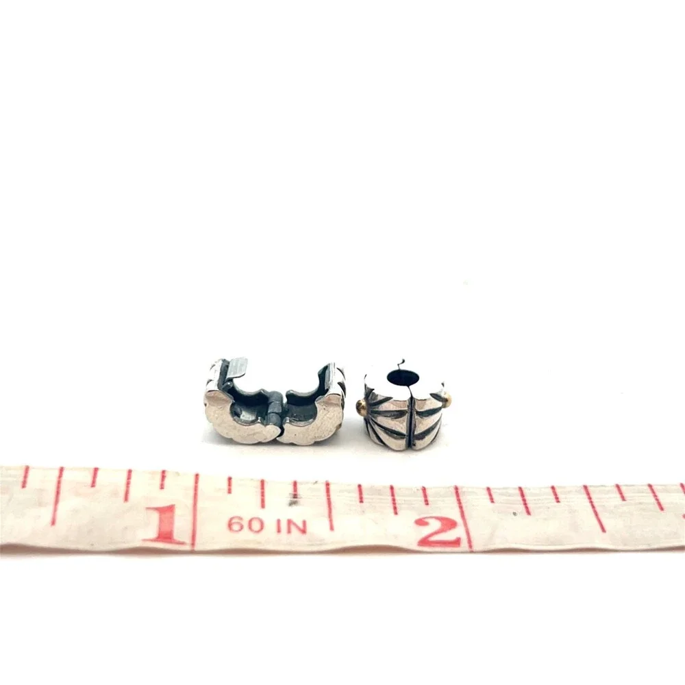PANDORA 925 Sterling Silver 14K Gold Star Burst 790210 Retired Bracelet Charm